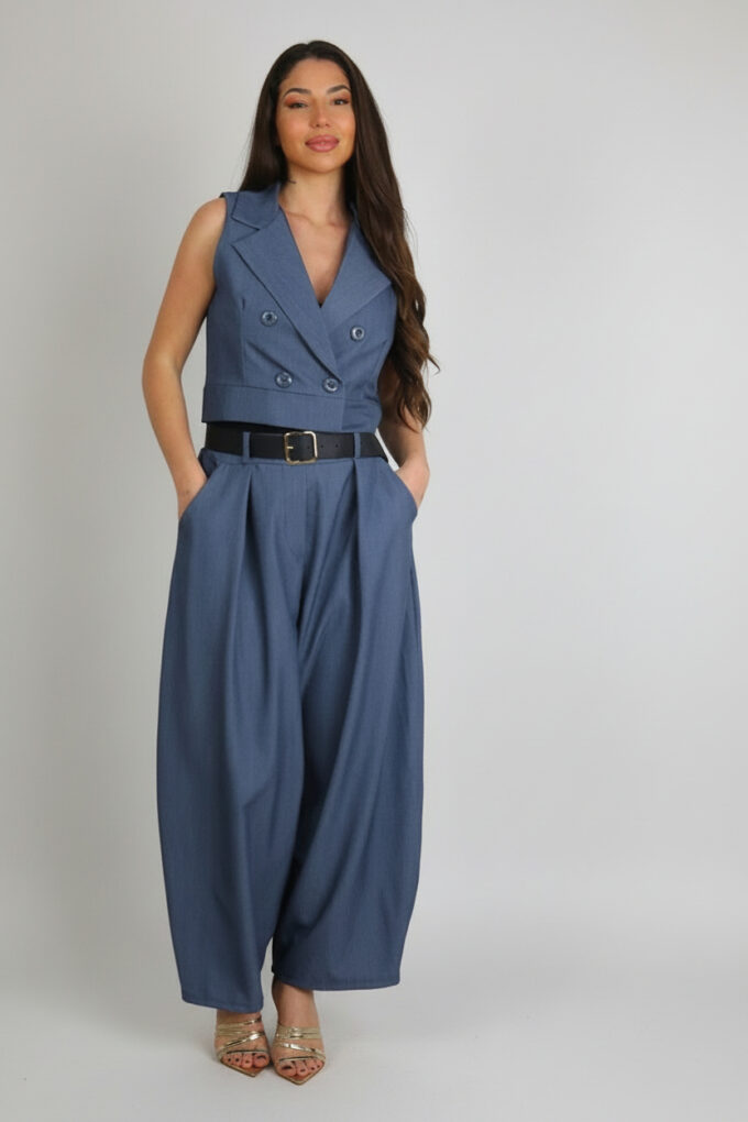 Pantalon Ancho Con Cinturón