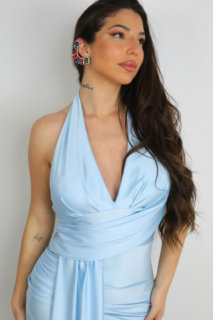 Vestido Pliegues Capa