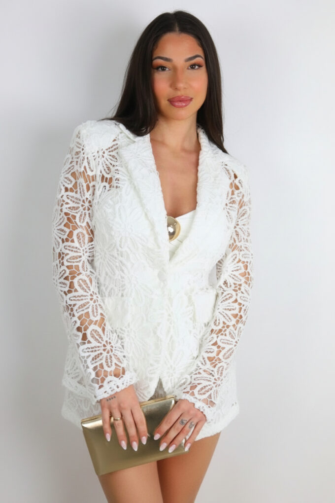 Conjunto Encaje - S/M, Blanco