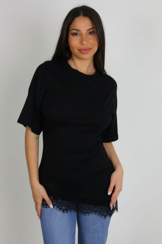 Camiseta Larga Encaje