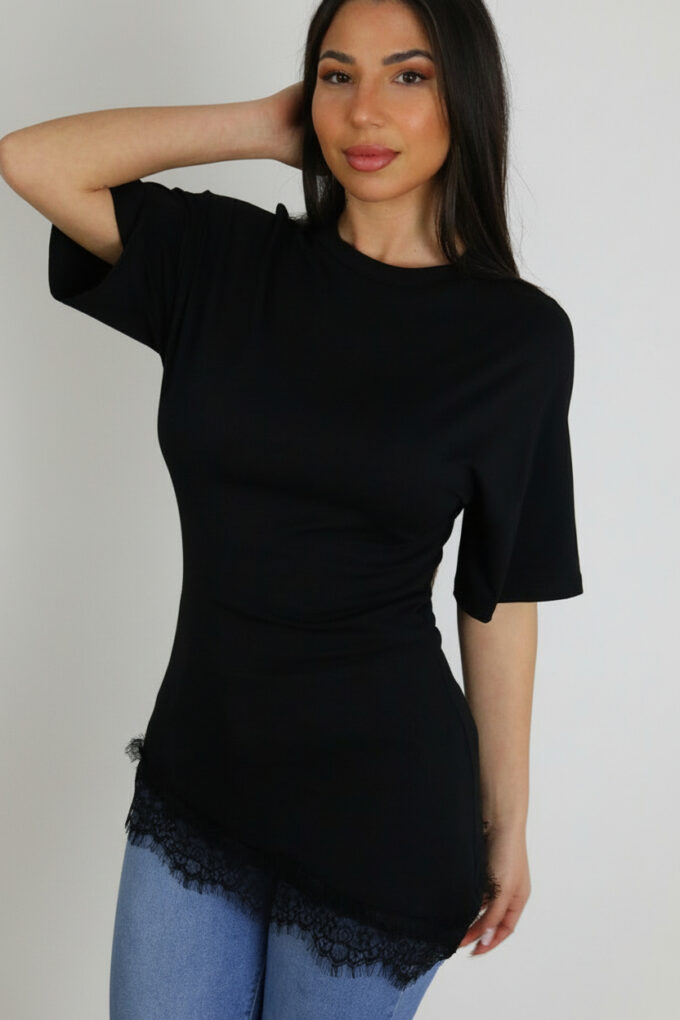 Camiseta Larga Encaje