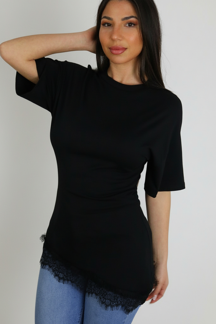 Camiseta Larga Encaje