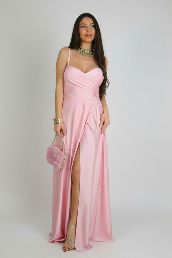 Vestido Pliegues Abertura