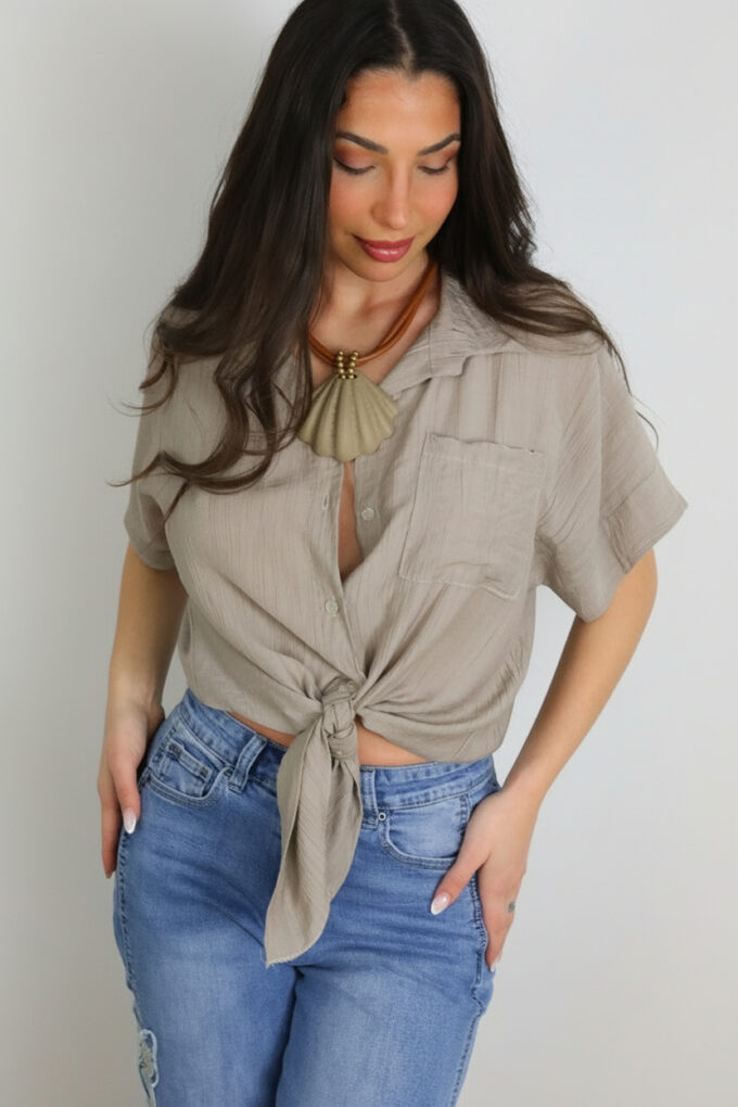 Camisa Nudo - Única, Taupe