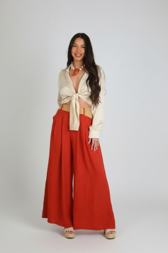 Pantalon Símil Lino Cinturón