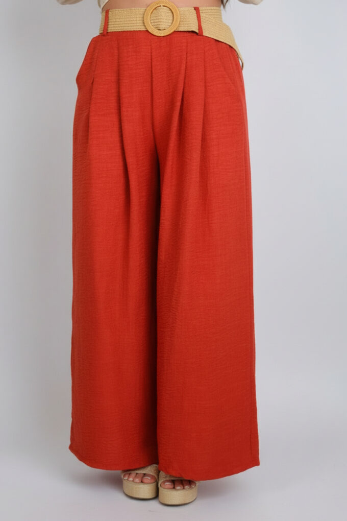 Pantalon Símil Lino Cinturón