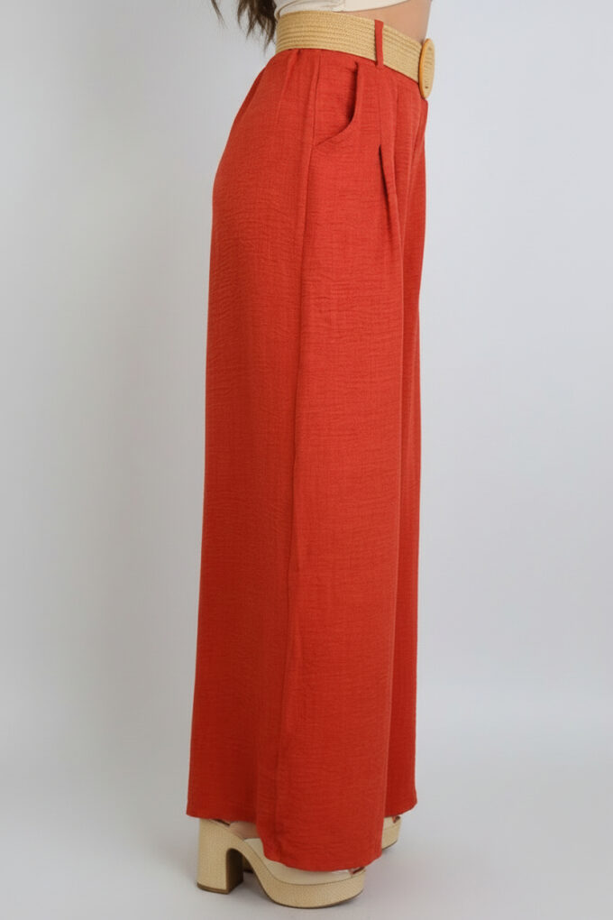 Pantalon Símil Lino Cinturón