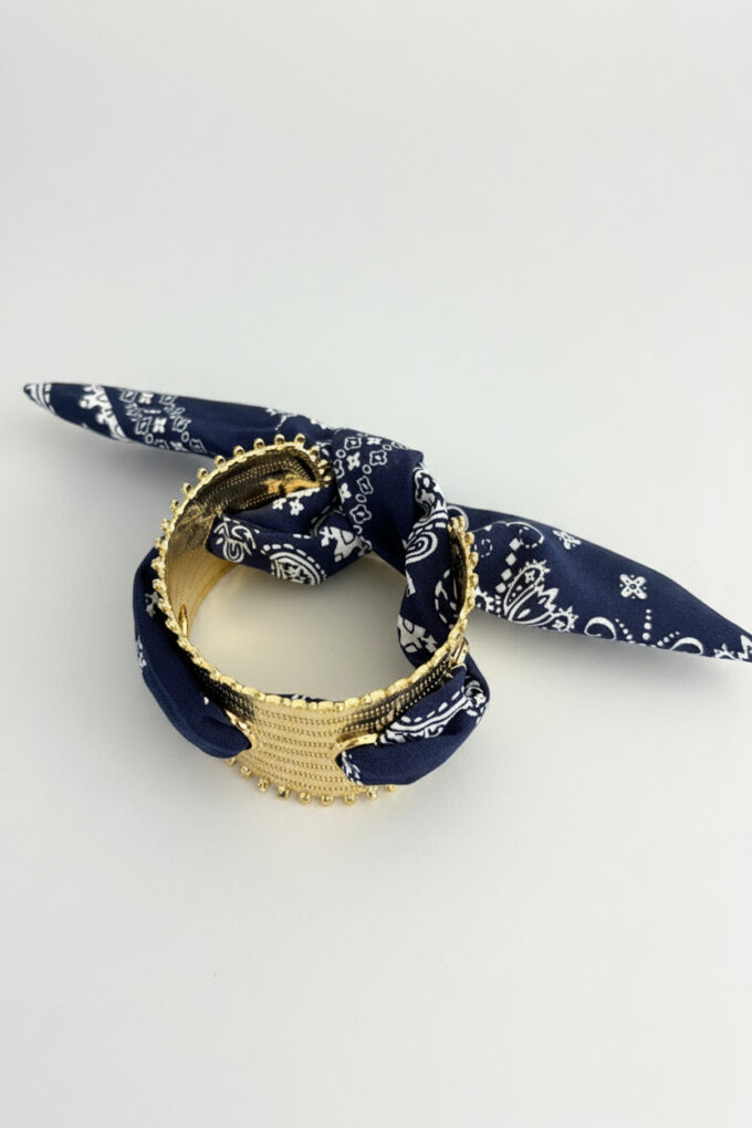 Pulsera Metal Con Tela