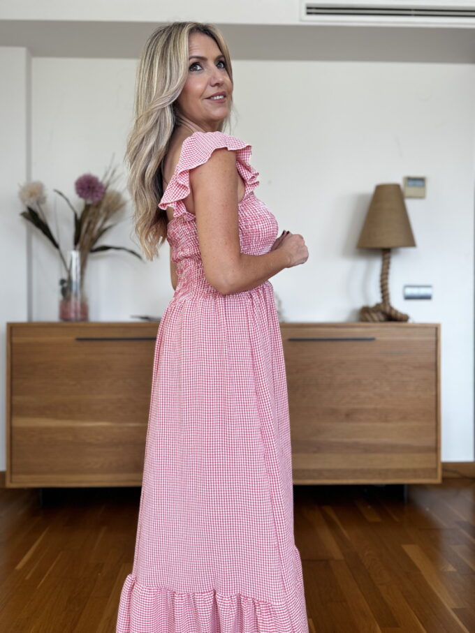 Vestido Fruncido Vichy