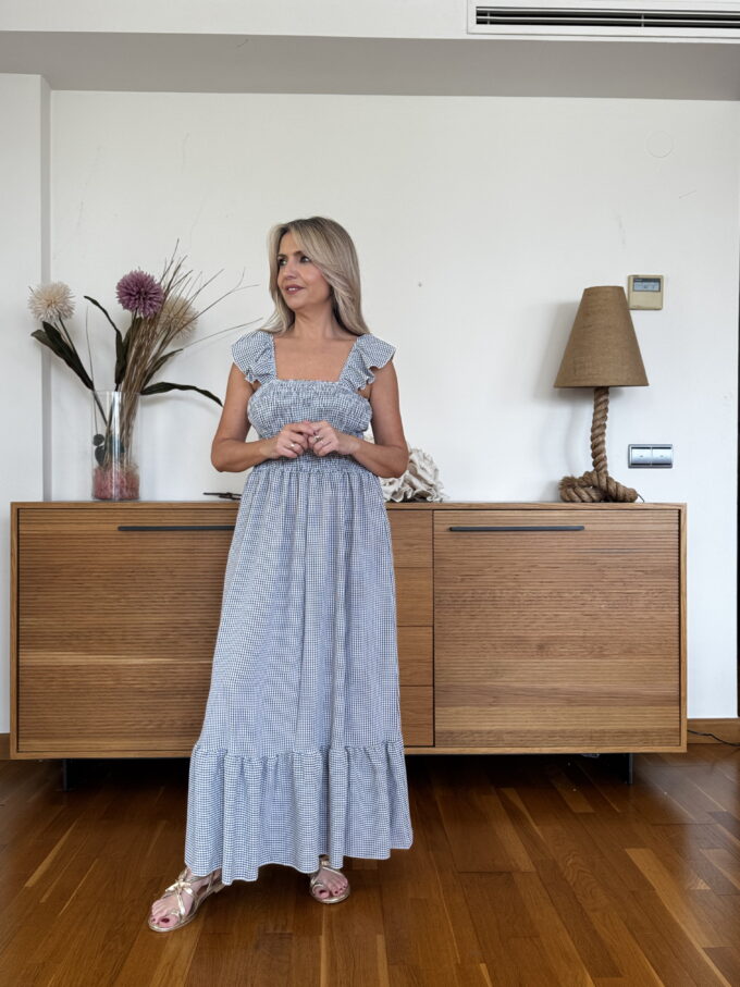 Vestido Fruncido Vichy