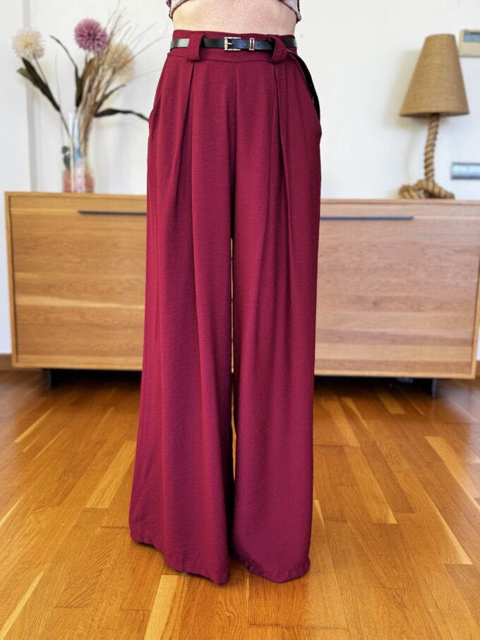 Pantalon Efecto Lino Cinturón