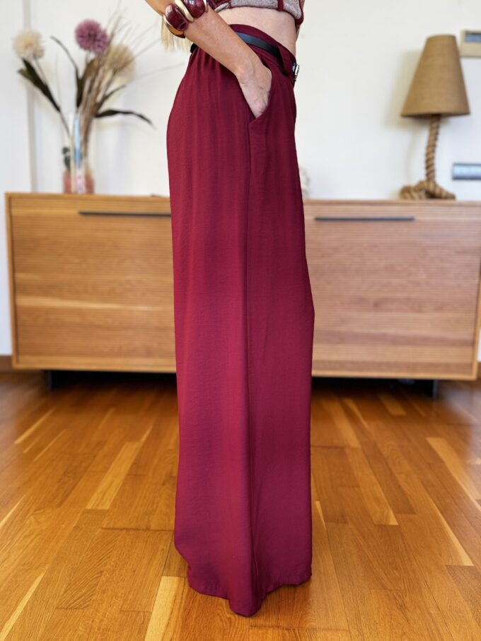Pantalon Efecto Lino Cinturón