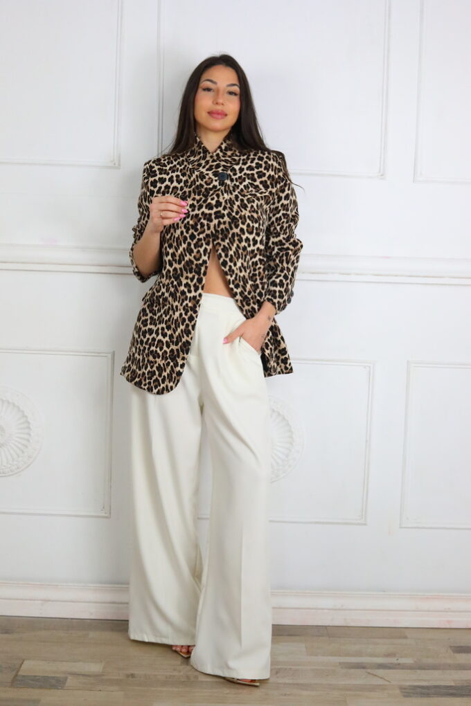 Pantalon Pinzas Palazzo - Única, Blanco