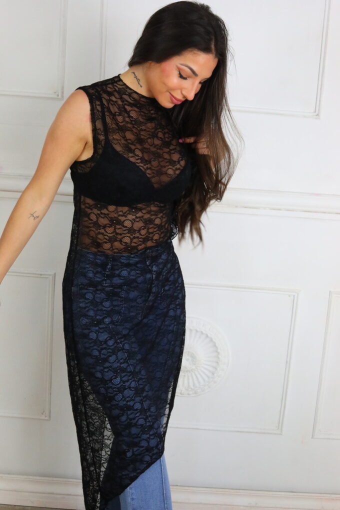 Camiseta Larga Encaje