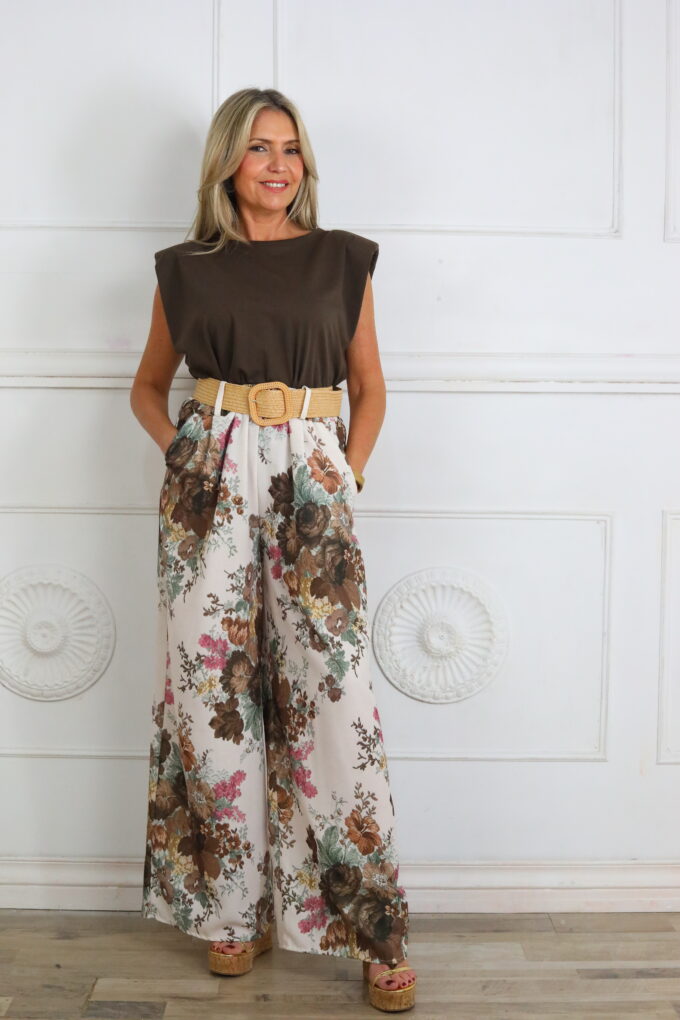 Pantalon Estampado Cinturón