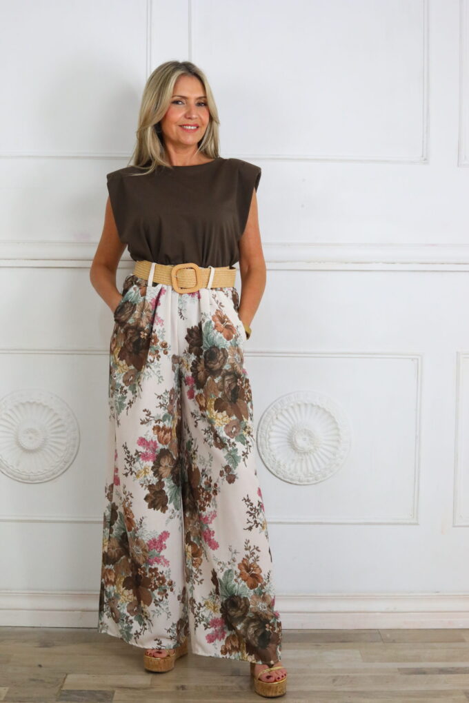 Pantalon Estampado Cinturón