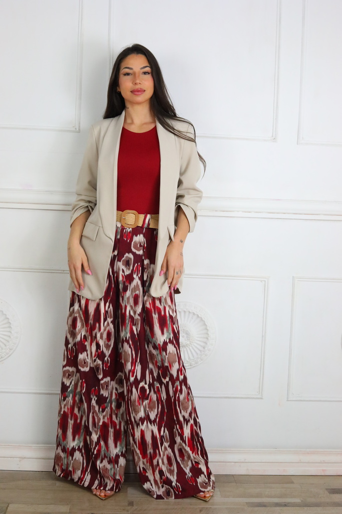 Pantalon Estampado Cinturón