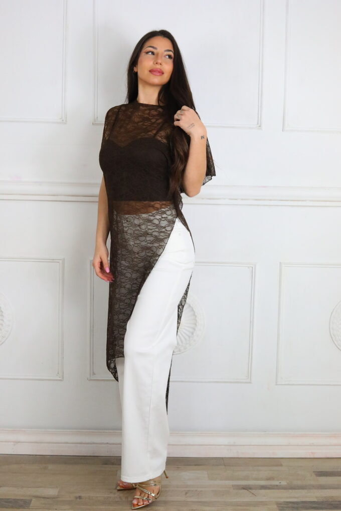 Camiseta Larga Encaje