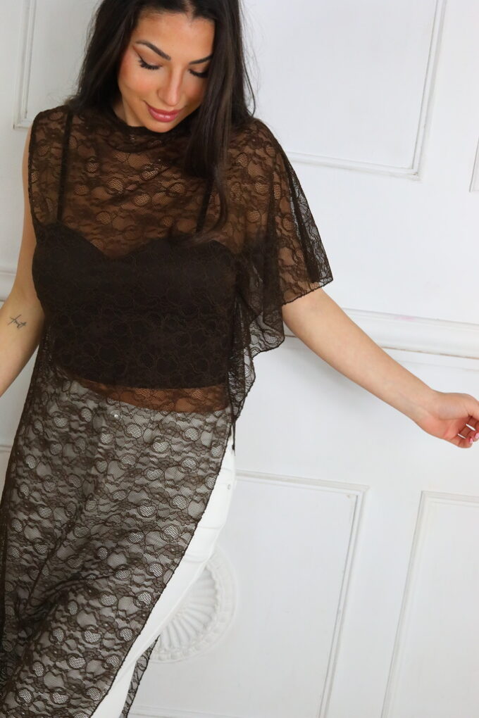 Camiseta Larga Encaje