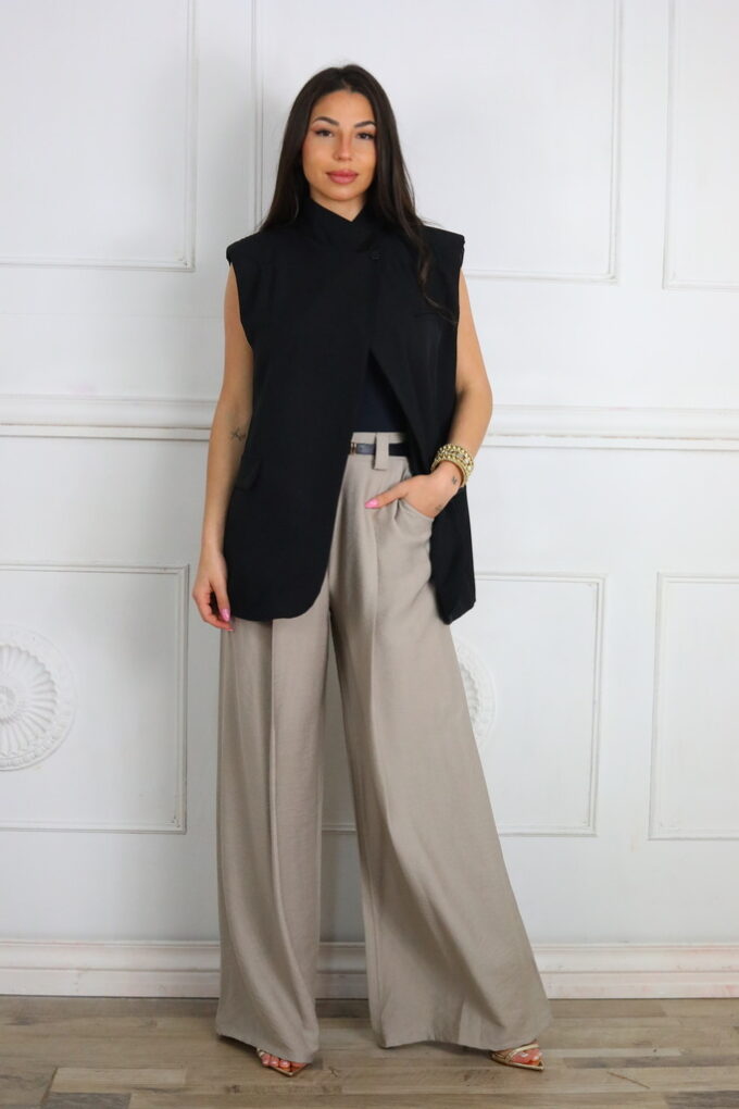 Pantalon Efecto Lino Cinturón