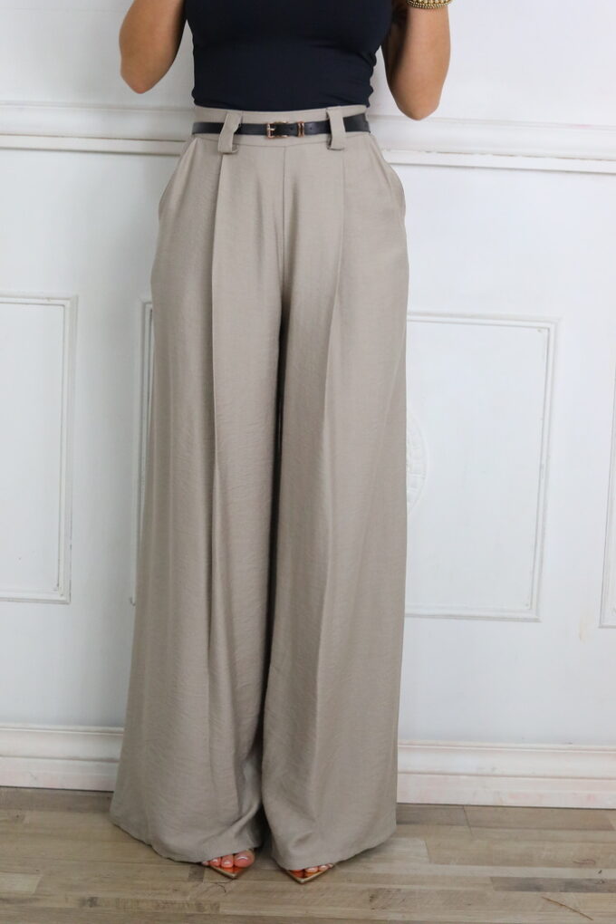 Pantalon Efecto Lino Cinturón