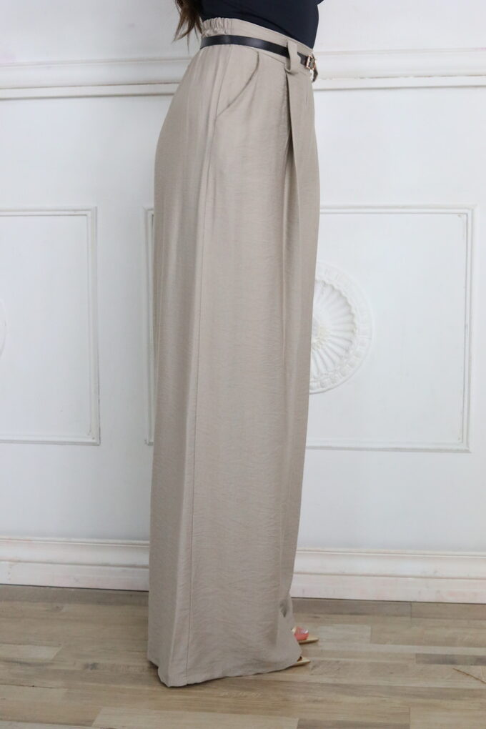 Pantalon Efecto Lino Cinturón