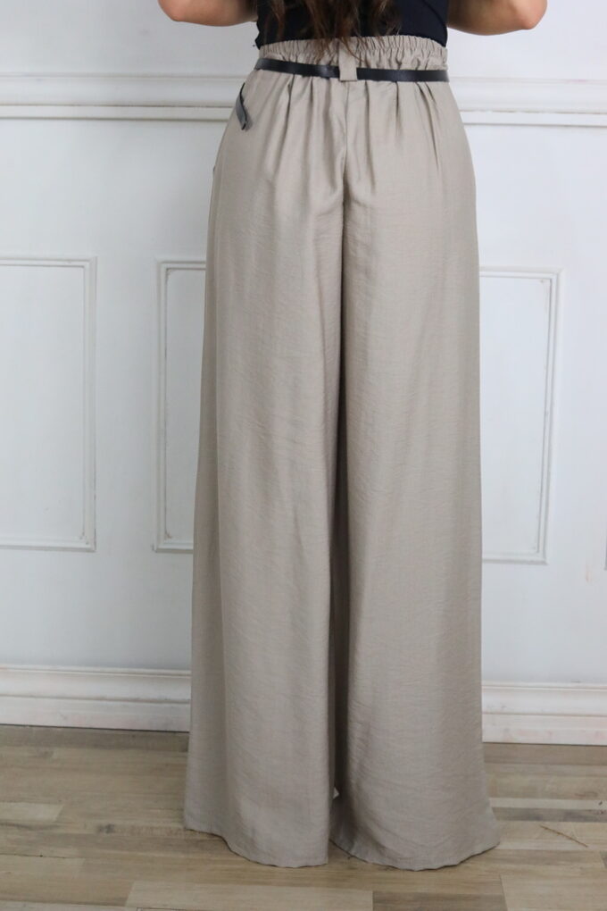 Pantalon Efecto Lino Cinturón