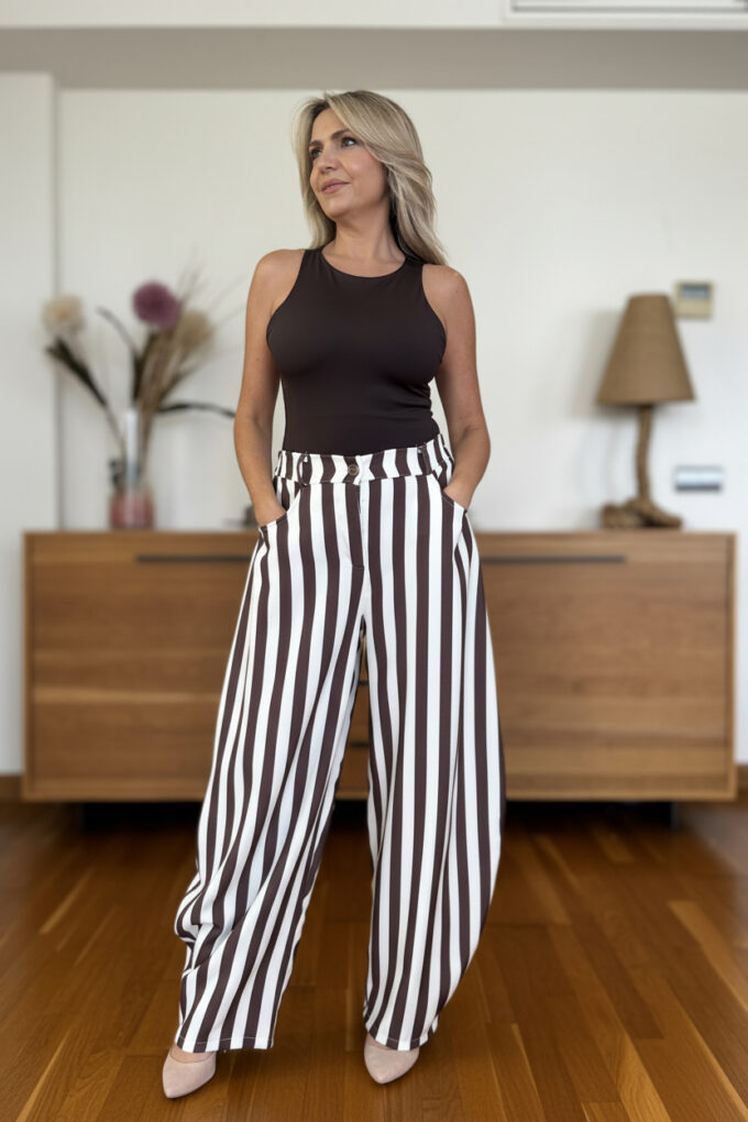 Pantalon Balloon Estampado - Única, Marrón oscuro