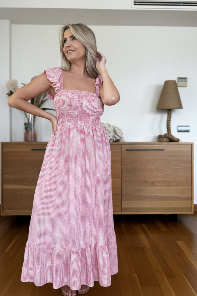 Vestido Fruncido Vichy
