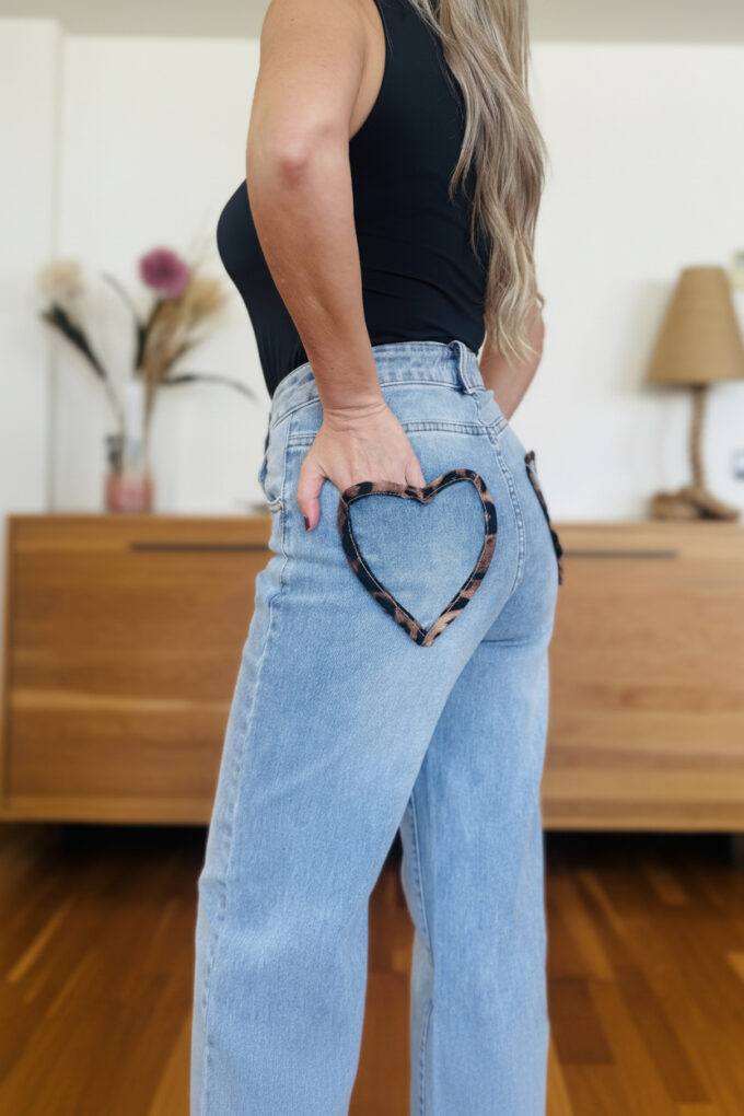 Vaquero Bolsillos Print - 40, Azul claro