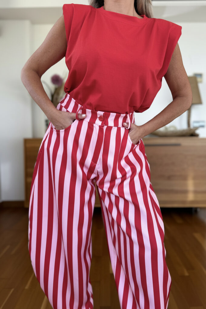 Camiseta Básic Hombreras - Única, Rojo