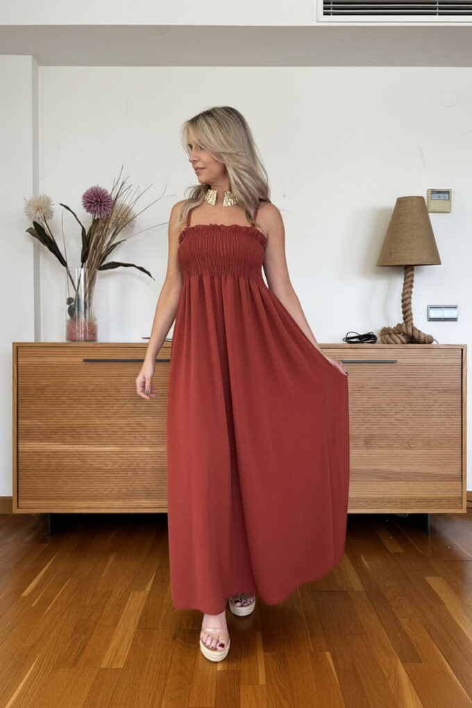 Vestido Fruncido Tirantas