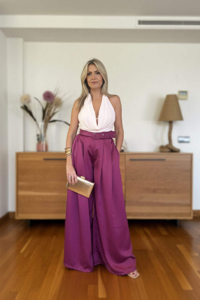 Pantalon Palazzo Pinzas - Única, Bugambilla