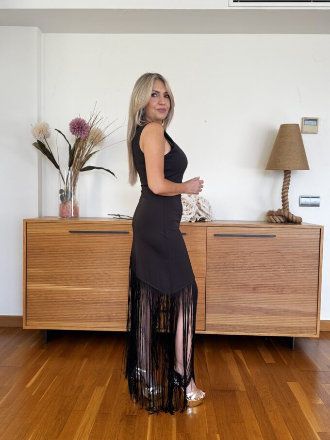 Vestido Flecos Liso