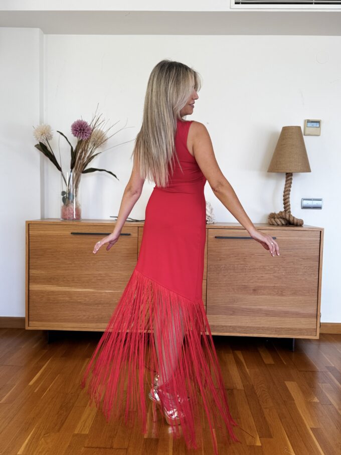 Vestido Flecos Liso