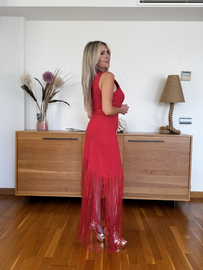 Vestido Flecos Liso