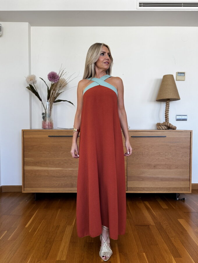 Vestido Largo Bicolor
