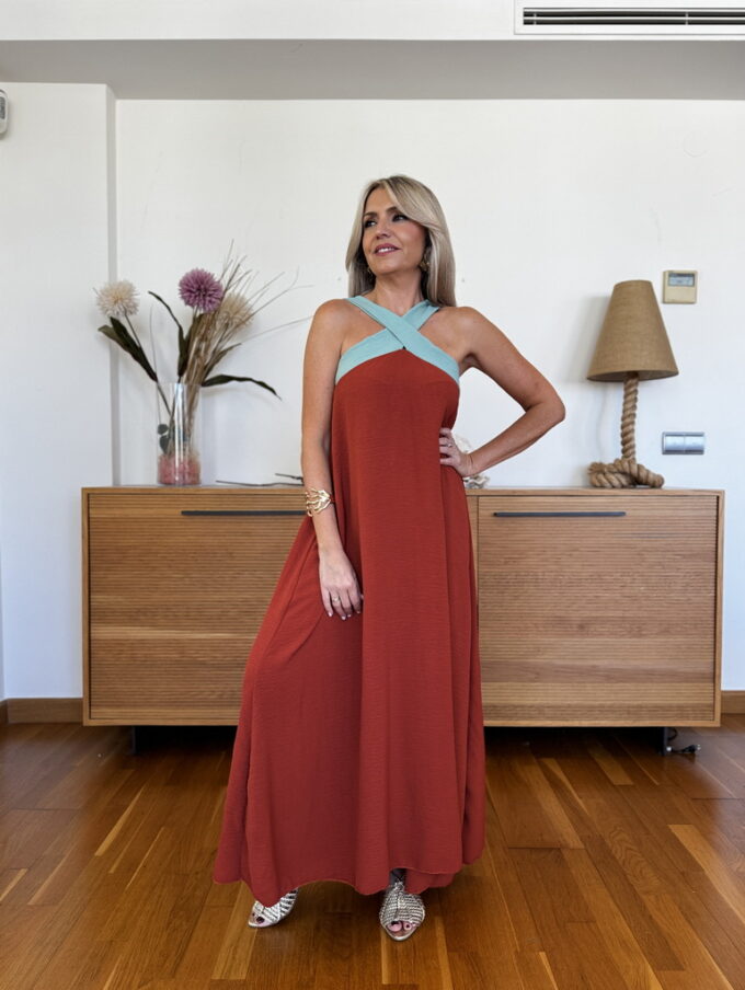Vestido Largo Bicolor