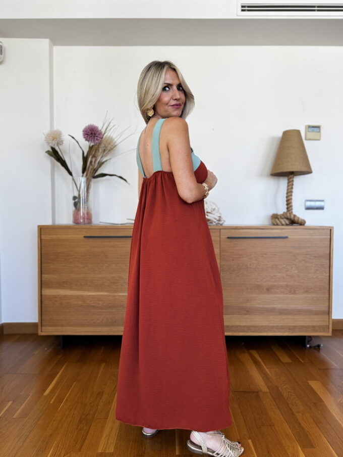 Vestido Largo Bicolor