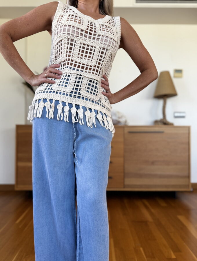Blusa Croché Flecos