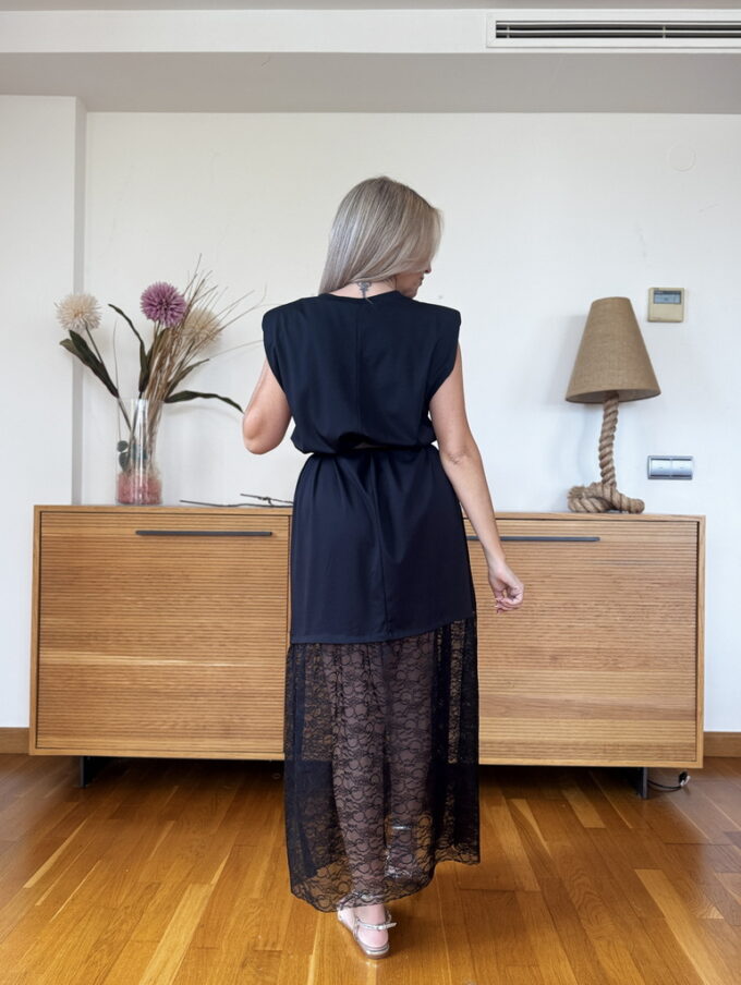 Vestido Hombreras Encaje