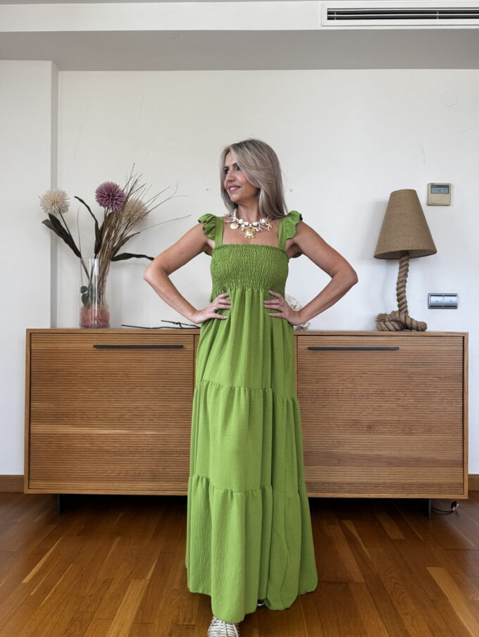Vestido Fruncido Tiranta Volantes