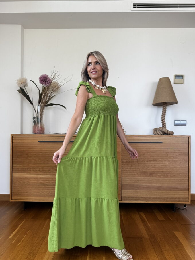 Vestido Fruncido Tiranta Volantes