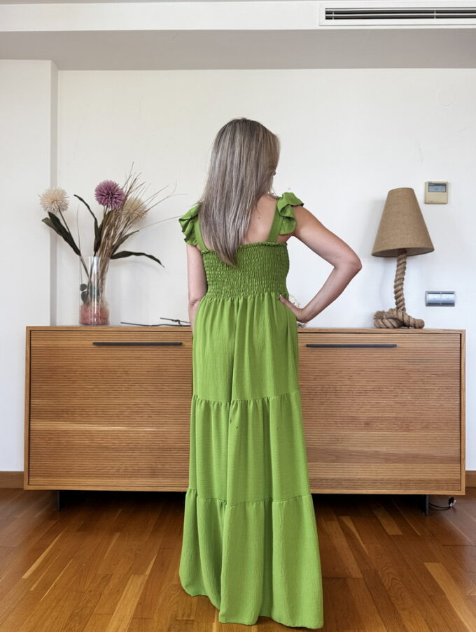 Vestido Fruncido Tiranta Volantes