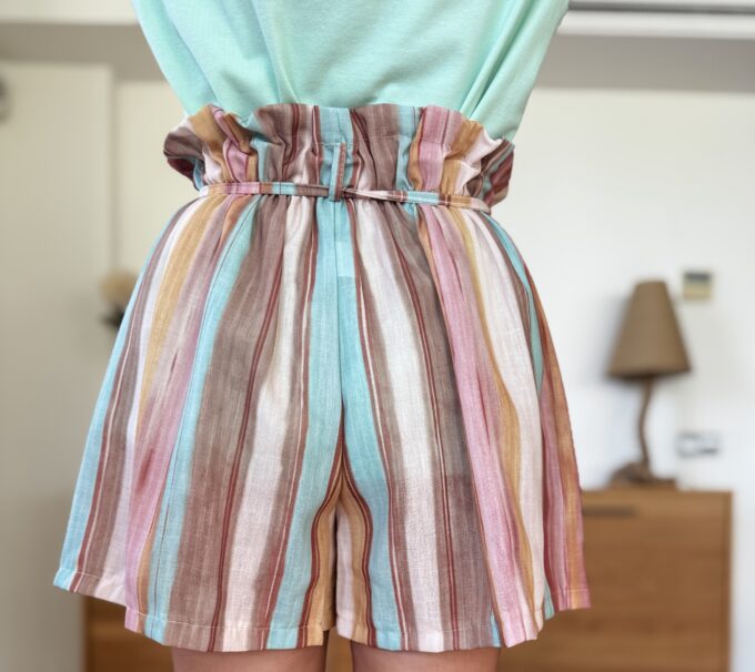 Short Efecto Lino Estampado