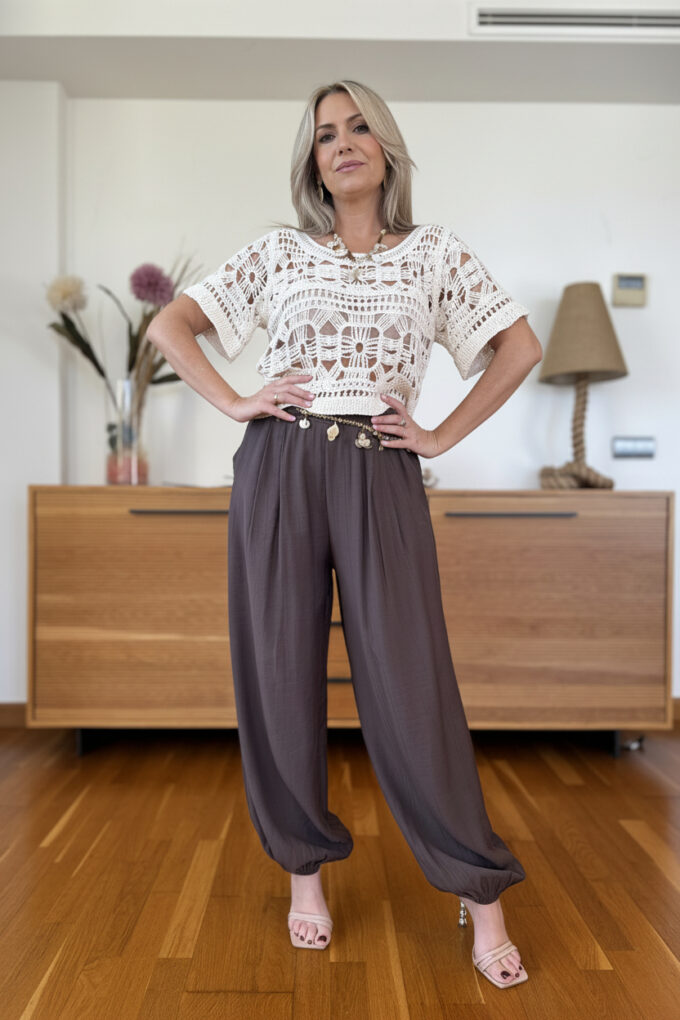 Pantalon Pinzas Patente - Única, Marrón oscuro