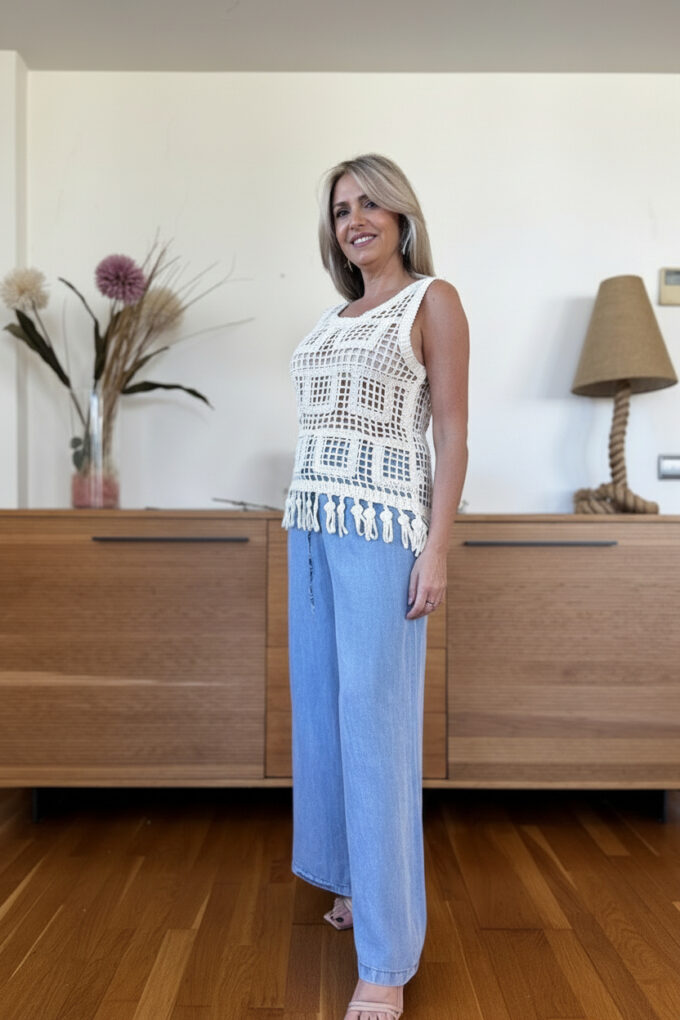 Blusa Croché Flecos
