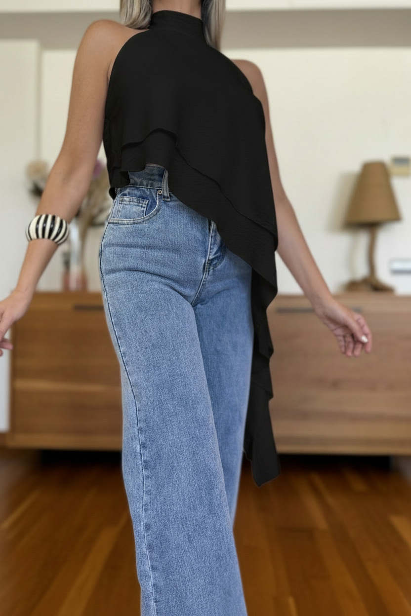 Blusa Volantes Asimétrica