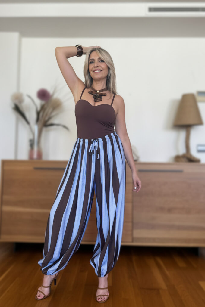Pantalon Balloon Rayas - Única, Azul claro
