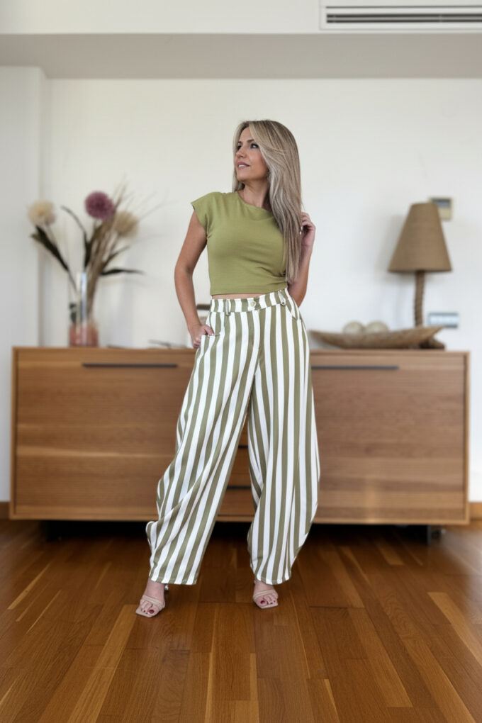 Pantalon Balloon Estampado - Única, Reseda